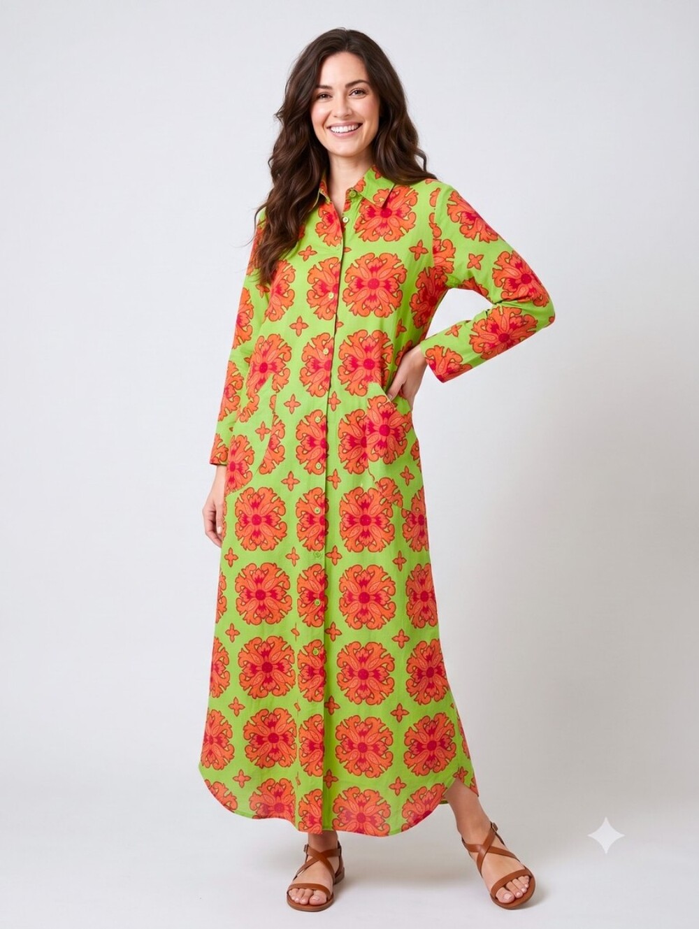 Modaposa Gabriella Floral Maxi Shirt Dress XL